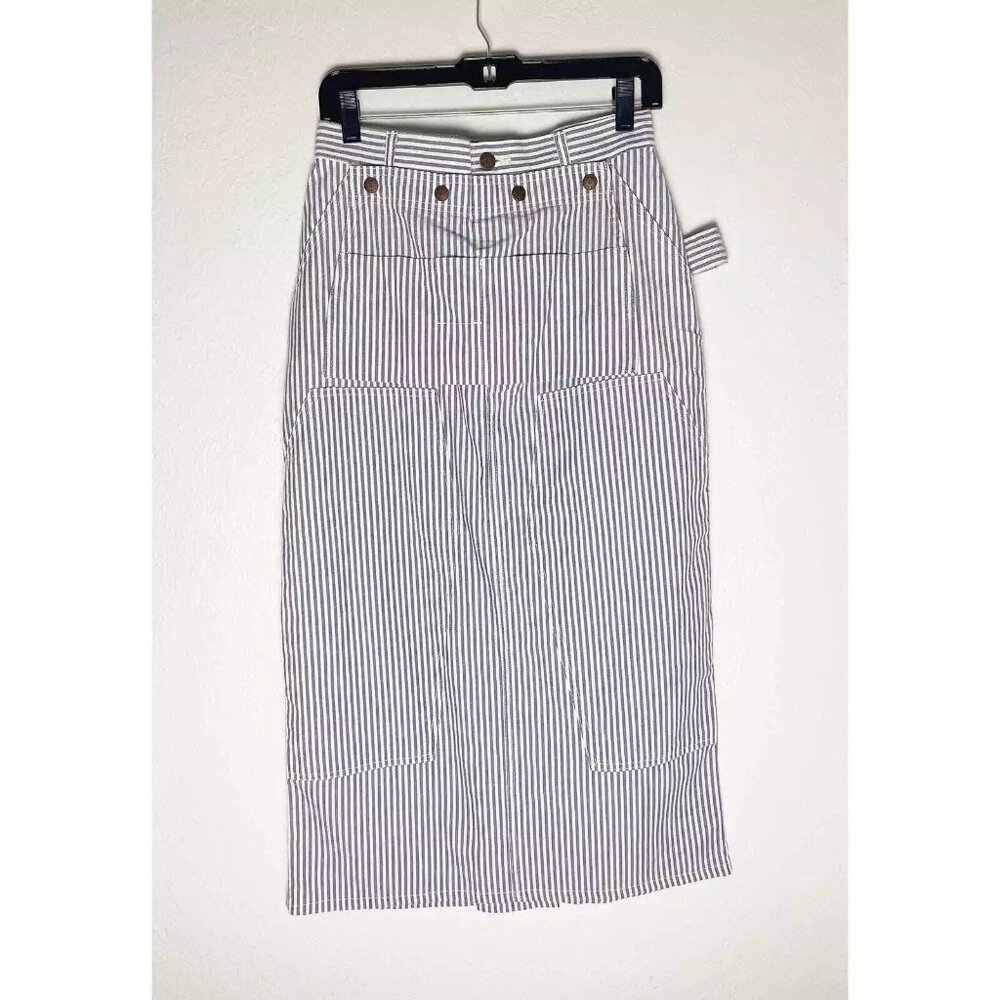 Smith & Hawken Vintage Women's Striped Skirt Hammer Loops Removable Snap Apron